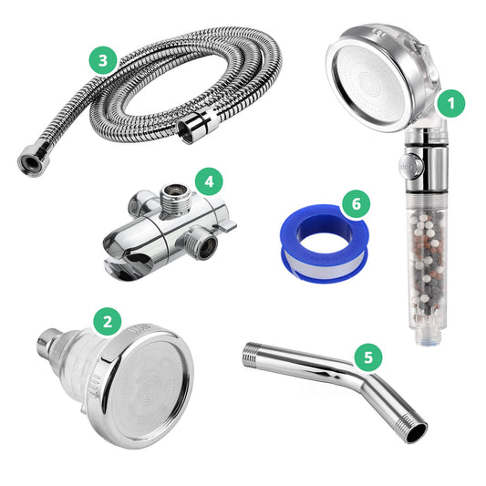 Original StoneStream EcoPower High Pressure Handheld Shower Head + Wall Showerhead Combo