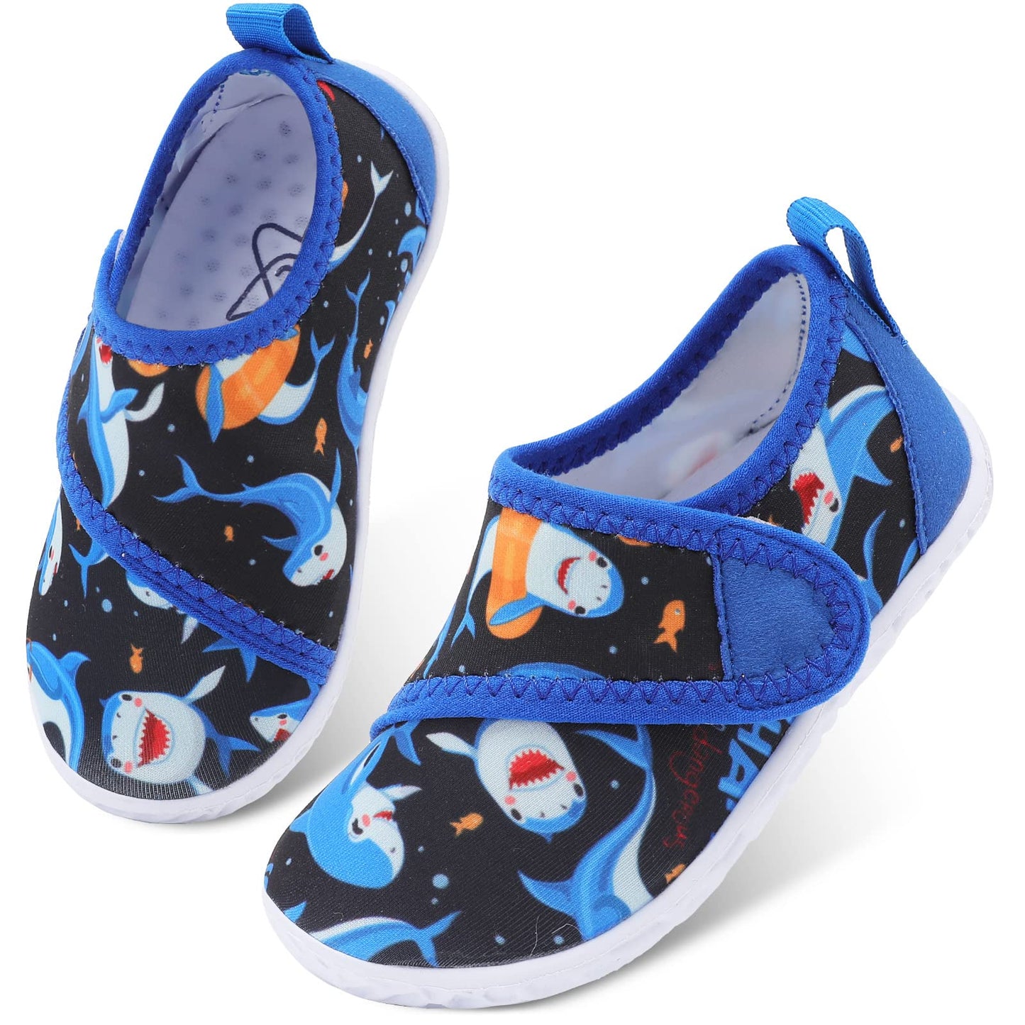 LeIsfIt Boys Girls Water Shoes Kids Aqua Socks Toddler Quick-Dry Swimming Shoes Non-Slip Summer Shoe for Beach Pool Surf, Blue Shark, 11 Toddler