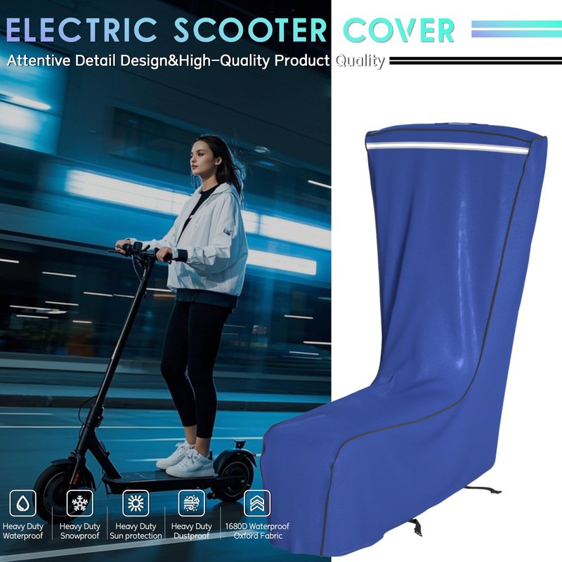 JCGJ Electric Scooter Cover,1680D Heavy Duty Waterproof and Dustproof Oxford Cloth, UV Resistant & Anti-Scratch, Includes Storage Pouch,A Better Fitting Electric Scooter Cover (61x8x53 inches)