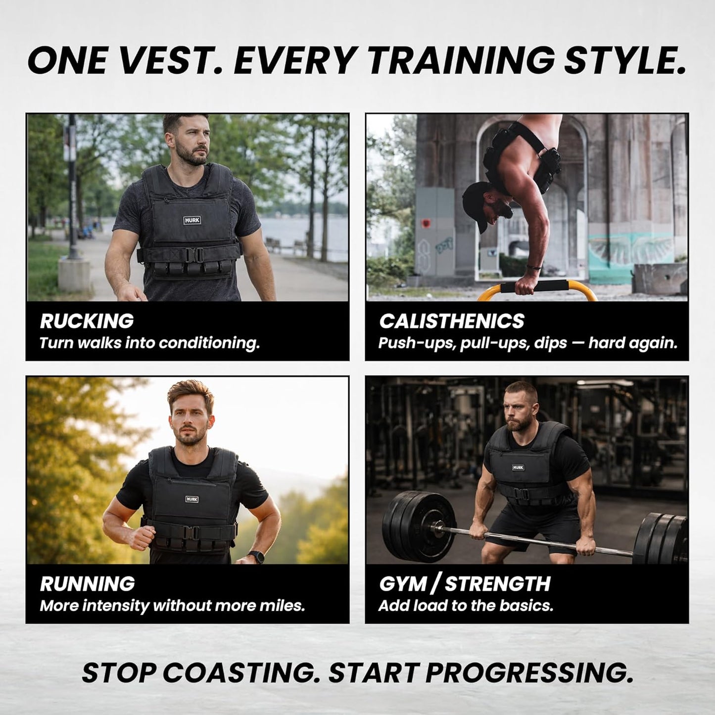MVRK Weighted Vest for Men - Adjustable 15-100lbs Heavy Duty Rucking & Strength Training Gear