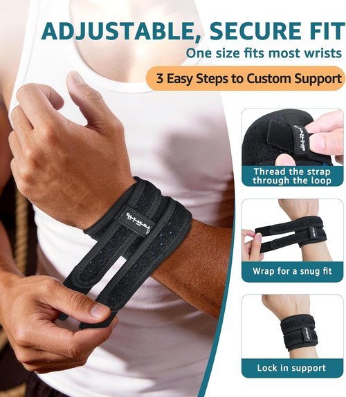 HiRui Wrist Brace - Adjustable Support for TFCC Tears & Carpal Tunnel Relief | One Size (Black)