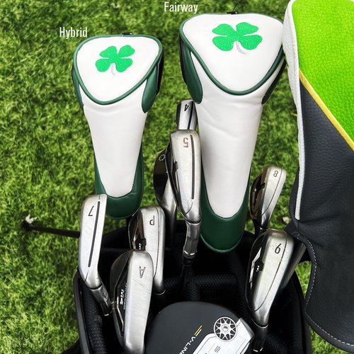 JP Lann Golf’s Lucky Irish Four Leaf Clover Celtic Shamrock Headcover for Fairway Club – Easy on-Off Zipper Closure - Premium Leather Padding