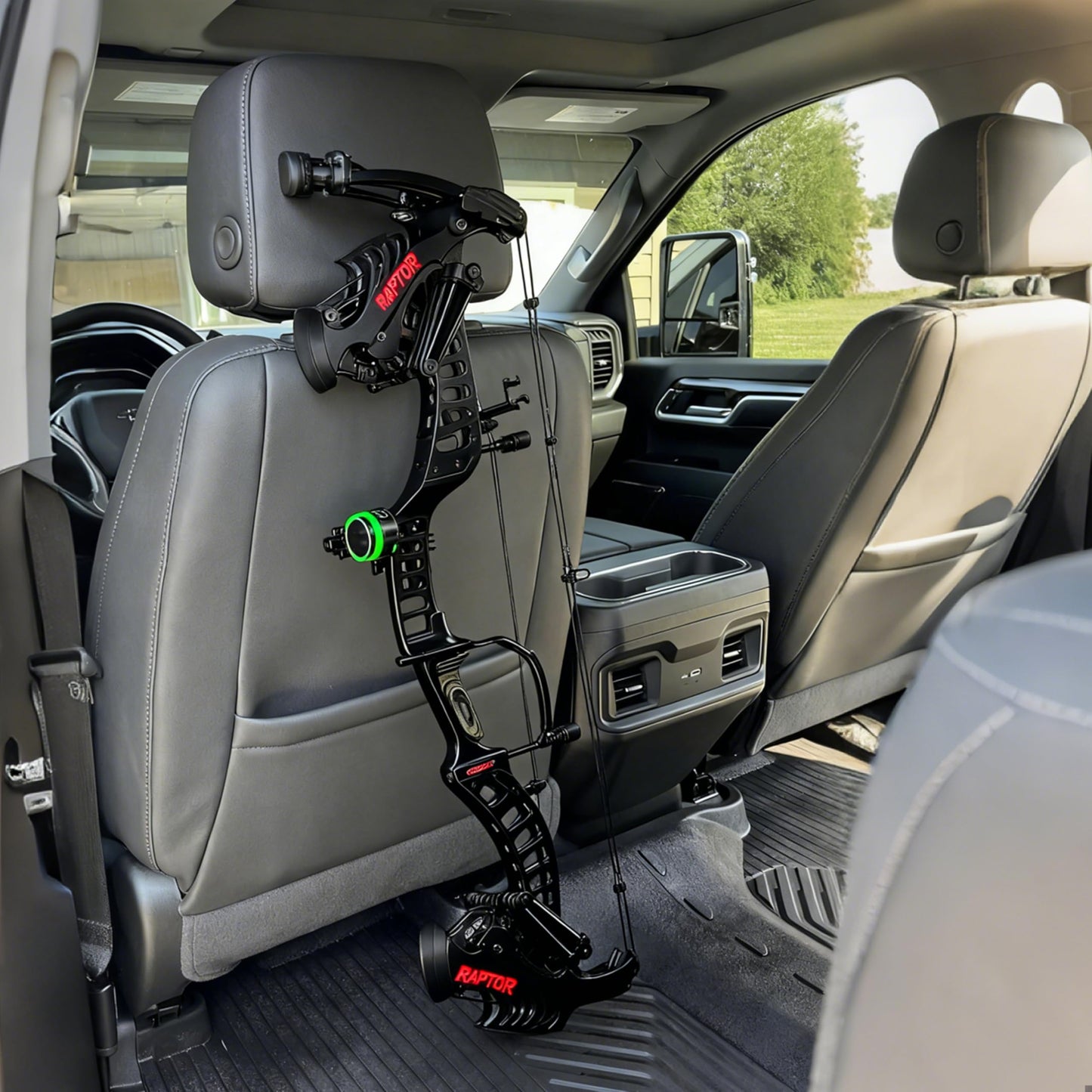 Metal Bow Hanger for Truck, Archery Hunting Shooting Bracket Headrest Mount,Universal Compound Bow Holder for Vehicle Storage and Hunting Transport