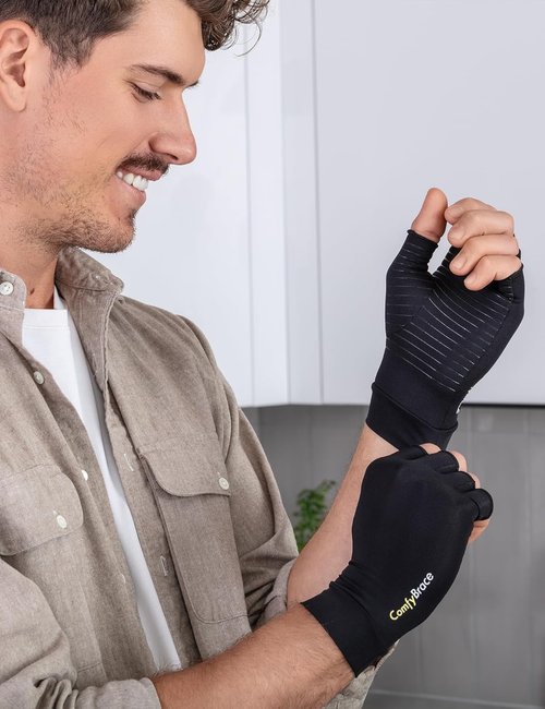 ComfyBrace Copper Infused Compression Gloves - Arthritis Relief for Hands & Fingers | Unisex Fit