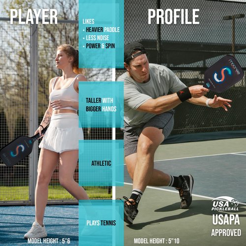 MOCREE 2025 Alpharix Pro USAPA Approved Pickleball Paddle – T700 Carbon Fiber with Power and Big Spin |Mid Weight Paddle for Intermmediate or Big Hands | Unique Initial Design, Letter S