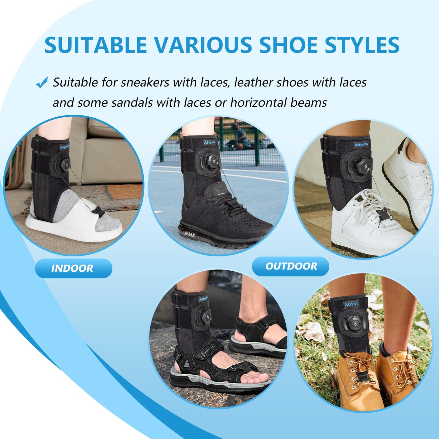 joingood Adjustable AFO Foot Drop Brace with Quick Release Dial, Drop Foot Support for Nerve Damage or Muscle Weakness, with Wide Hook for Shoes Slippers Left or Right Foot, Unisex, L/XL