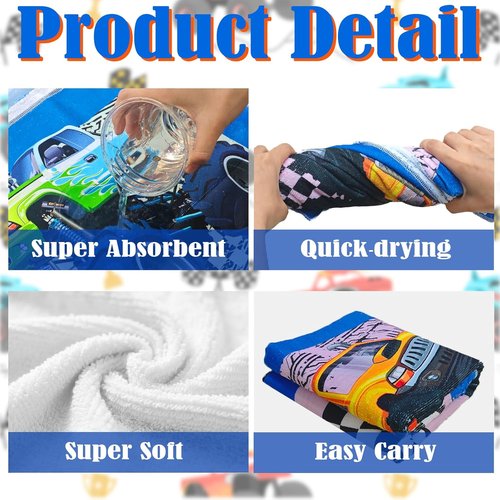 **Skiennix Truck Beach Towel - Absorbent Microfiber Quick-Dry Blanket for Kids | 30 x 60 Inch**