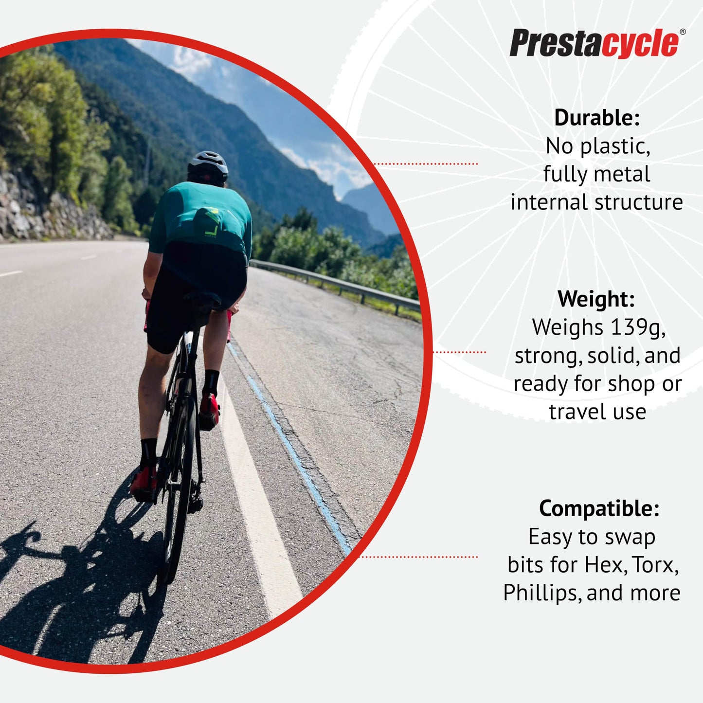 Prestacycle Three Way "Y" Bits Tool – Heavy Duty Replaceable 1/4" Hex Bike Multi-Tool with Ergonomic Grip, Reinforced Alloy Body & Strong Magnets, Includes 6 Precision Hardened Steel Bits
