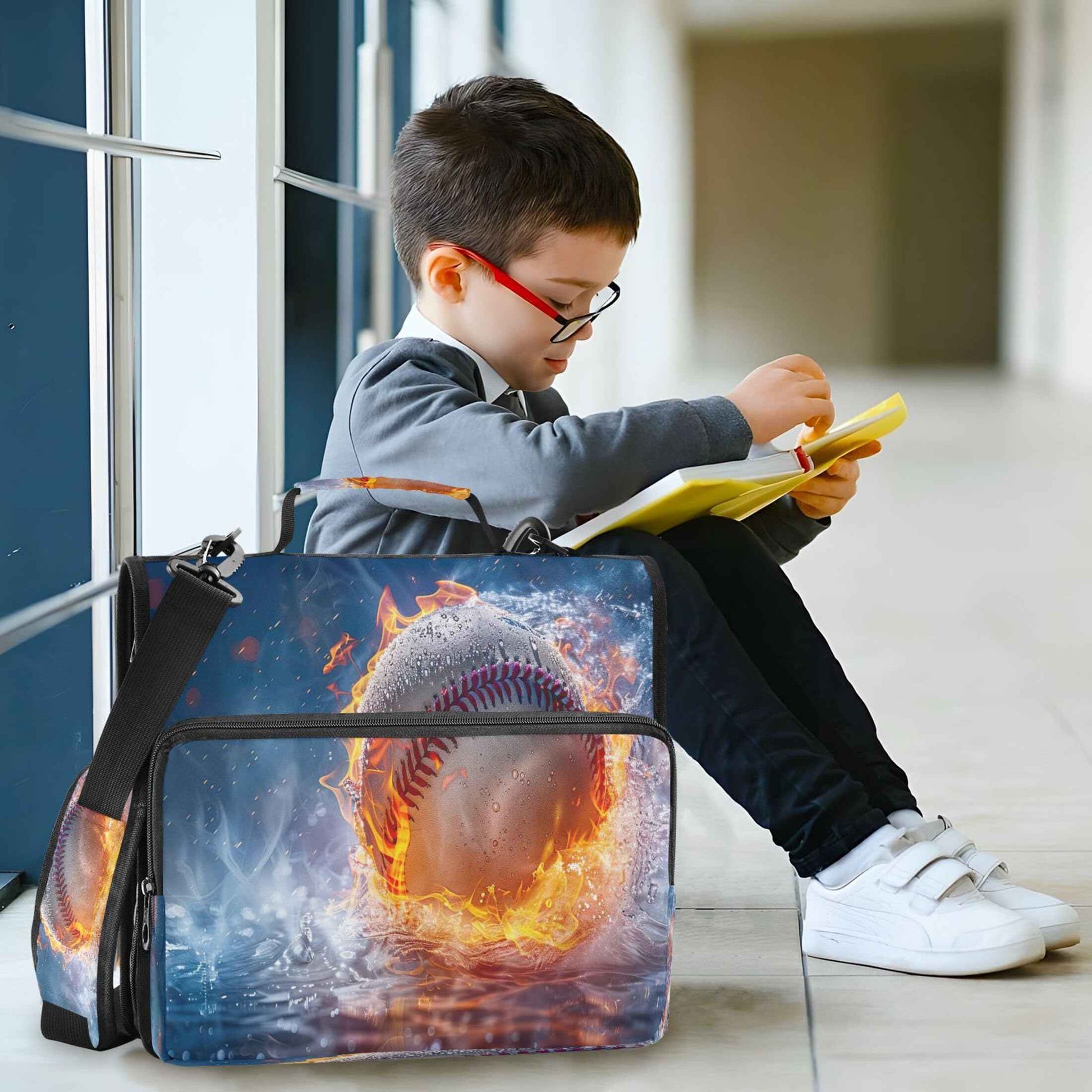 Takiito 3 Ring Zipper Binder Firing Baseball Binder Organizer Portfolio with File and Shoulder Strap & Handle Large Capacity File Folder