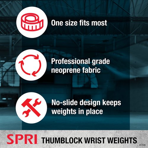 SPRI Thumblock Wrist Weights - Arm Weights Set for Women and Men - Upper Body Conditioning and Endurance Tool - for Home Gym and Fitness Classes - One Size Fits Most - 4lb Set (2lb Each)