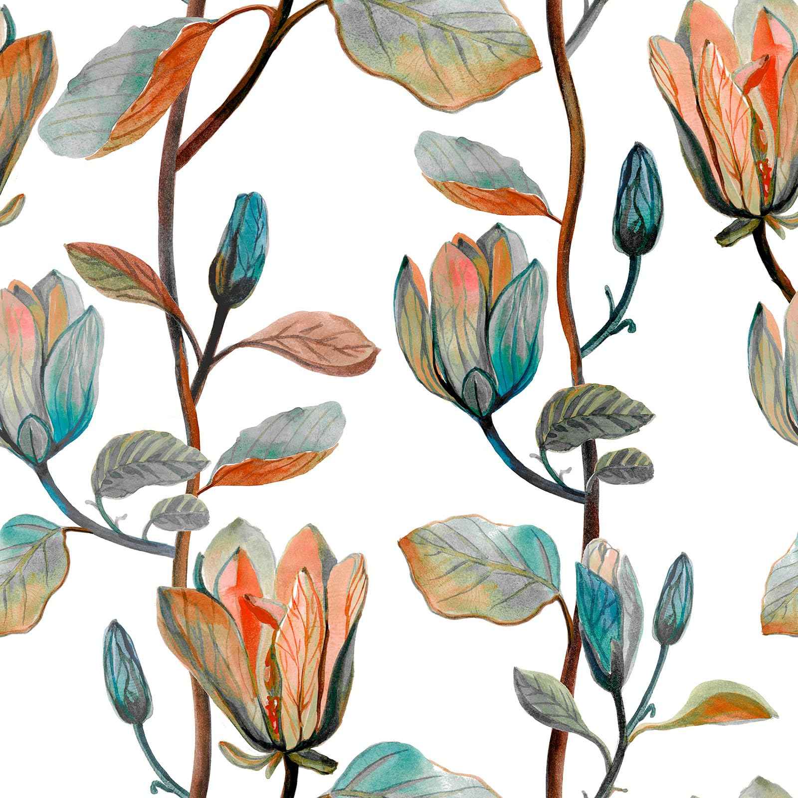 MIAHOME Magnolia Floral Leaf Peel and Stick Wallpaper Vintage Contact Wall Paper Modern Botanical Self Adhesive Vinyl Removable Renter Friendly Leaves Wallpaper 17.7in x 9.8ft