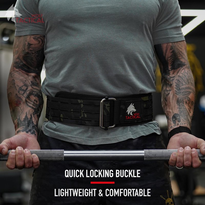 Wolf Tactical Men’s Weight Lifting Belt - Powerlifting, Deadlift, Squat Support, Black, L