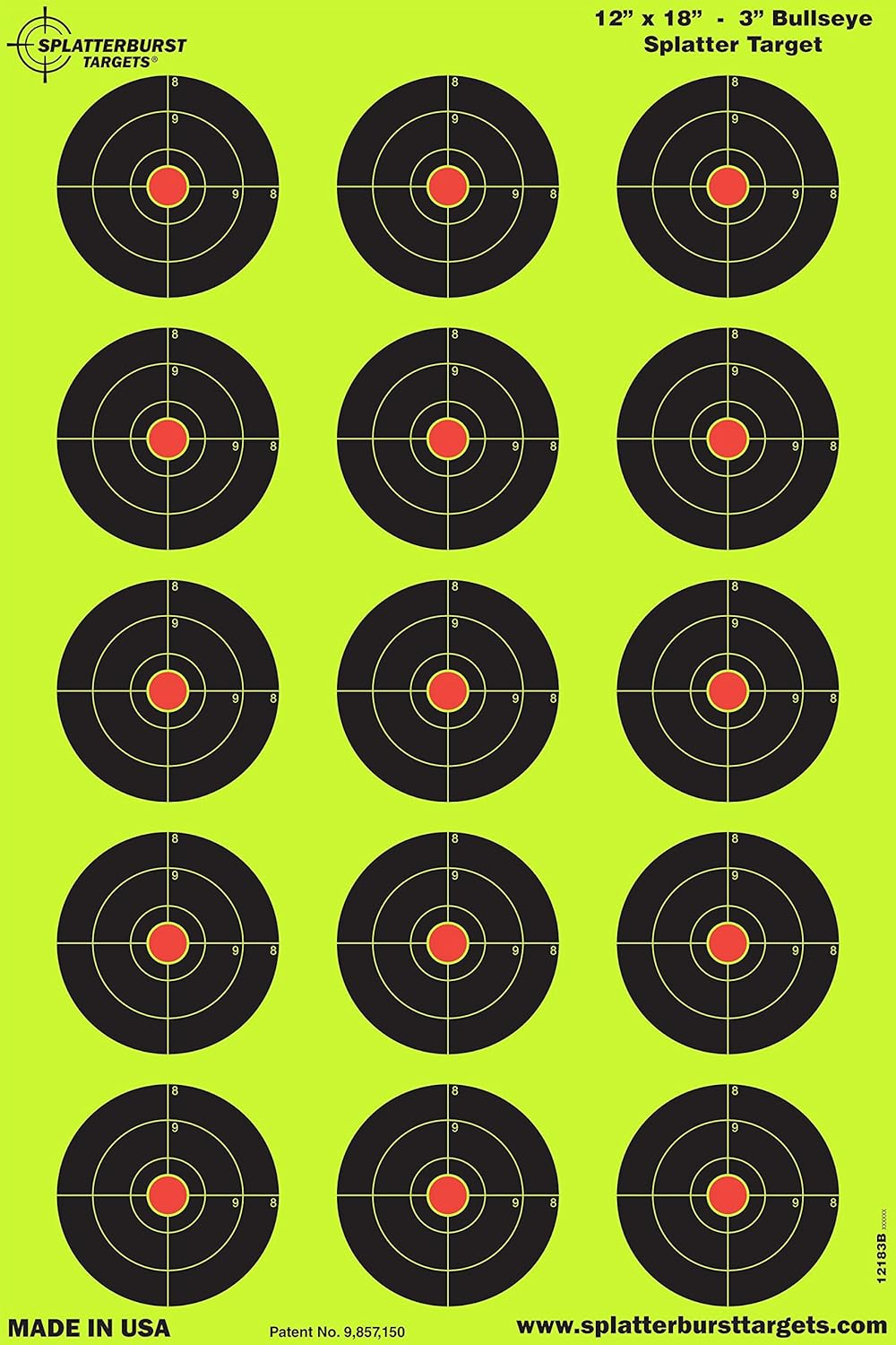 Splatterburst Targets - 12x18 Inch Bullseye Splatter Target - Bright Fluorescent Yellow for Easy Shot Visibility