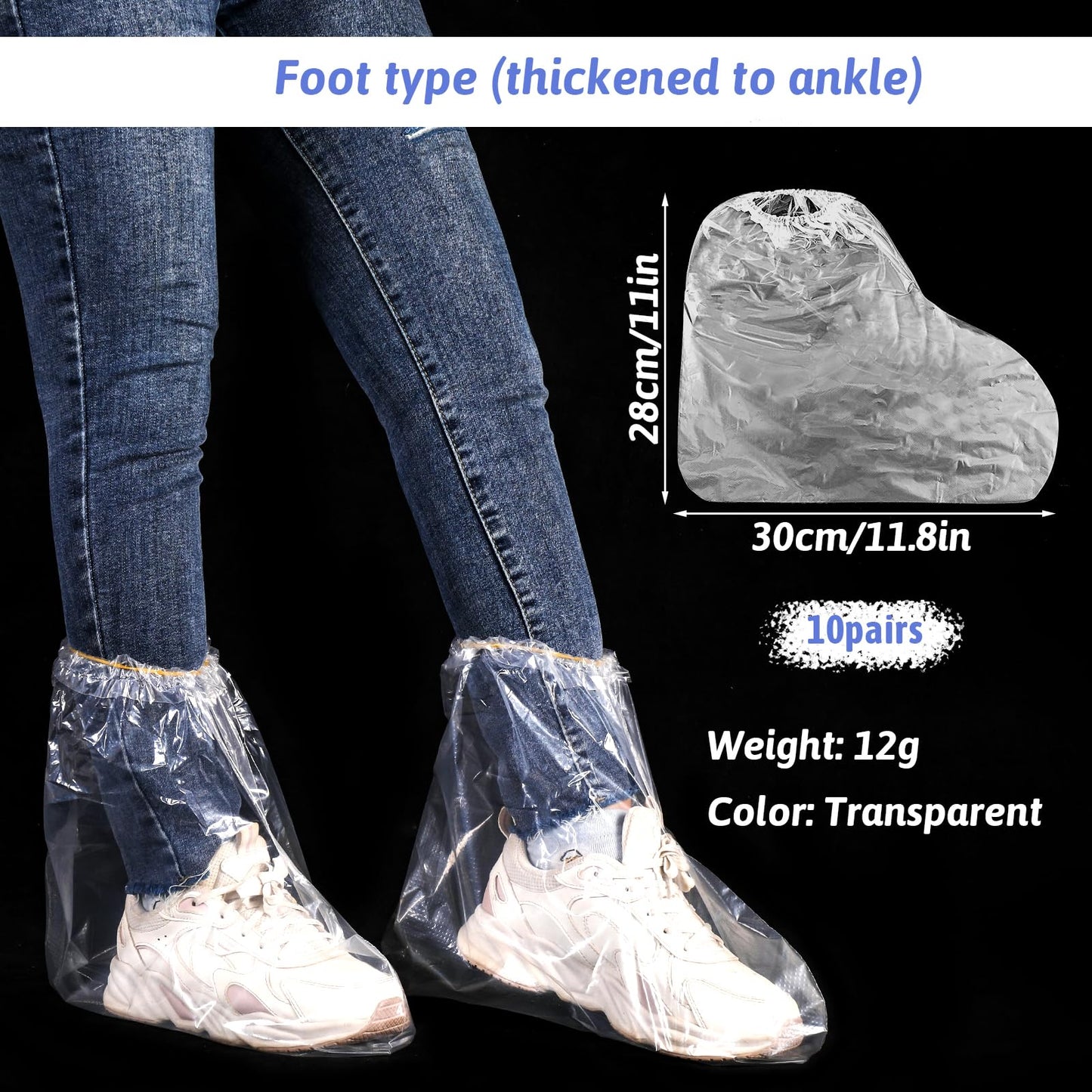 10 Pairs Children's Boot Covers, 30 * 28 cm, Disposable Non-Slip Shoe Covers, Thickened Waterproof Plastic Boot and Shoe Cover for Children (Transparent)
