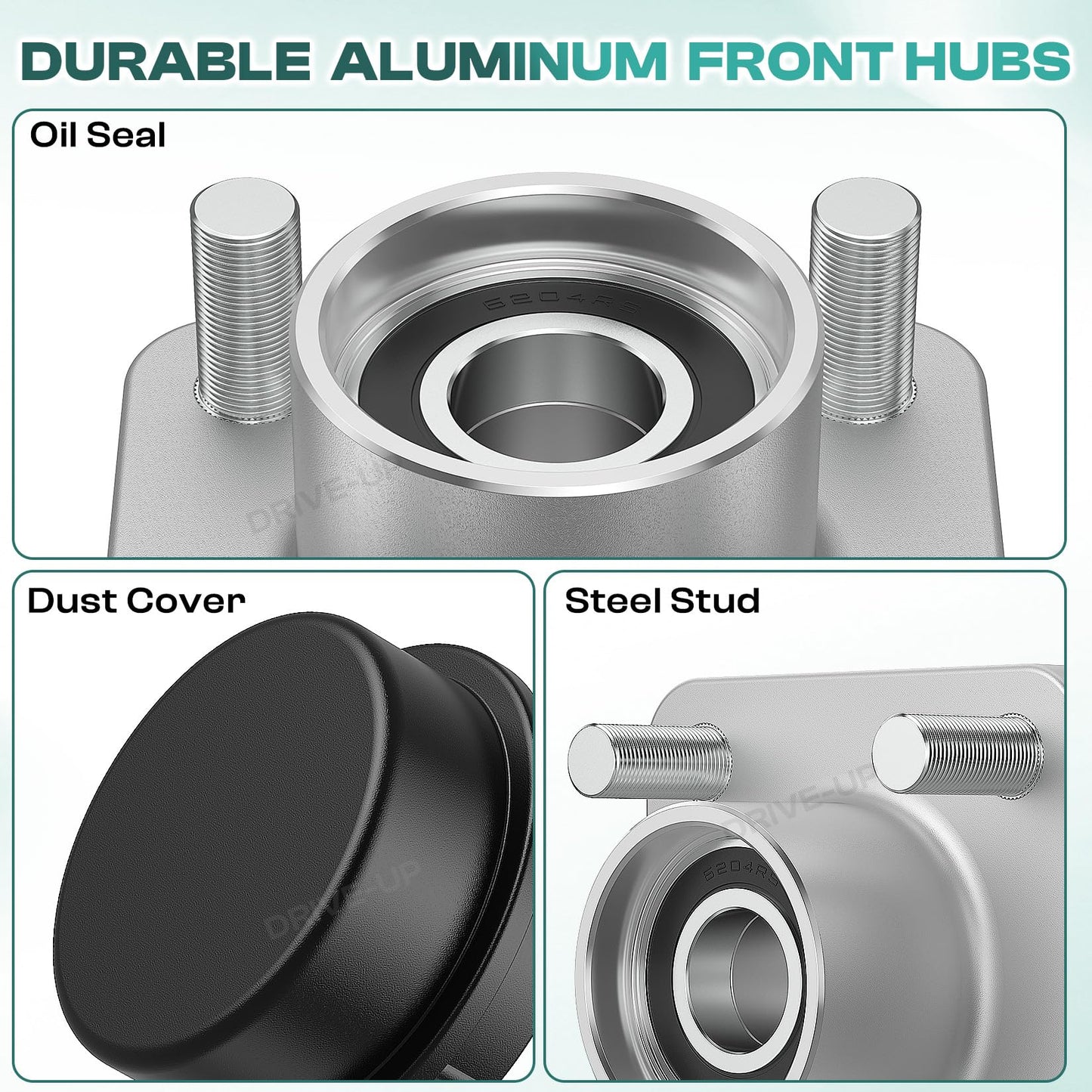 DRIVE UP Golf Cart Front Wheel Hub Assembly, Club Car Front Wheel Hub with Bearings Oil Dust Seal for Club Car Precedent and DS 2003-Up and Tempo 2018-Up Gas or Electric Golf Carts, OEM 102357701