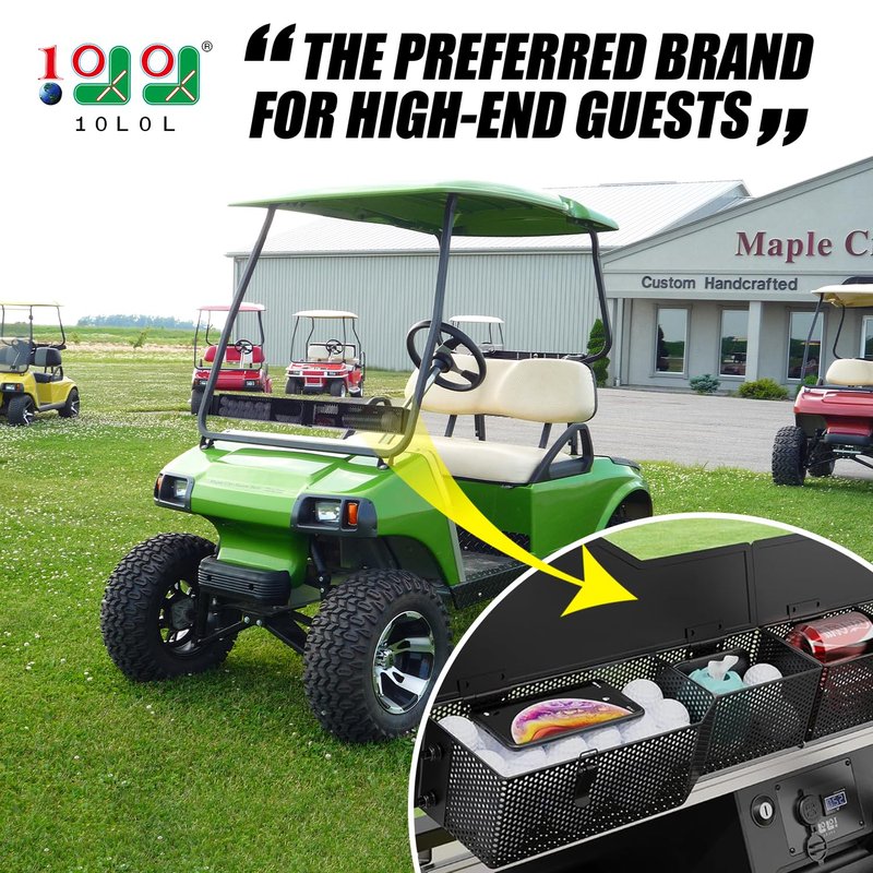 10L0L Golf Cart Front Inner Storage Utility Basket – Dash Storage Tray for Club Car DS & Precedent (2000-Up), Durable Steel with Anti-Rust Coating, Easy Installation