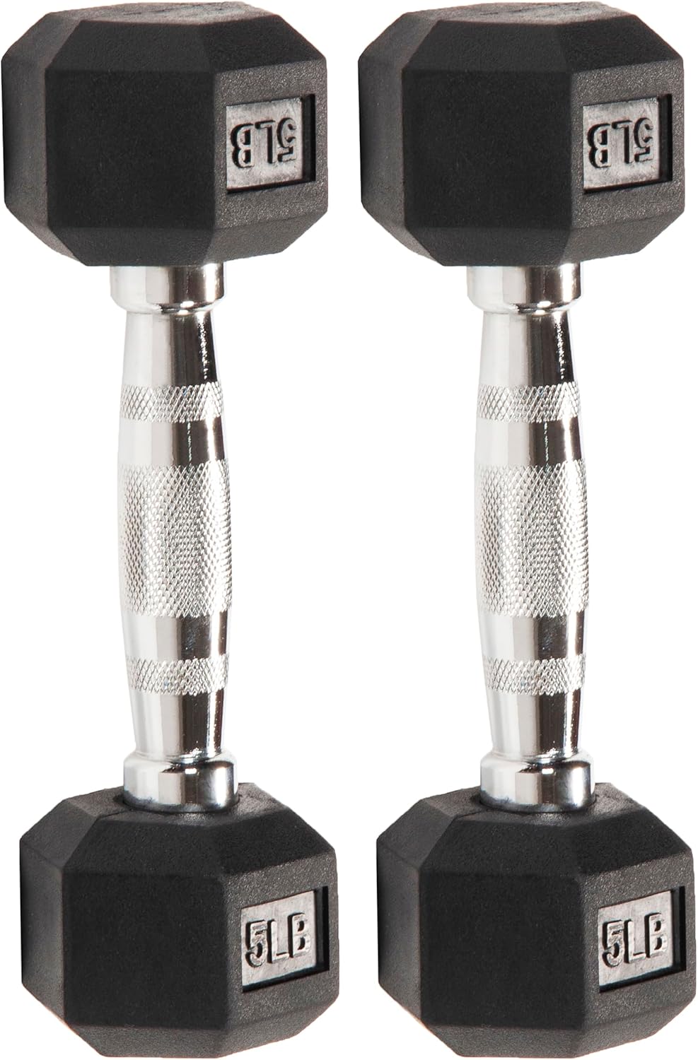 Signature Fitness Dumbbells - Rubber Encased Hex Weights Pair for Home Gym Training