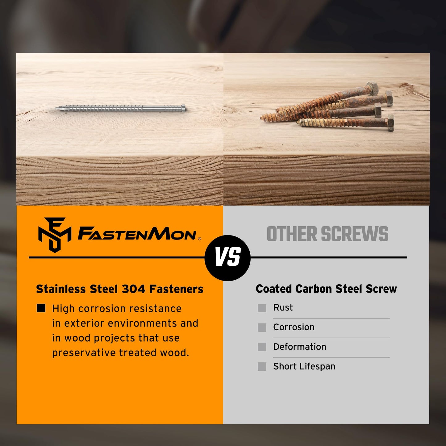 FM FastenMon Composite Trim Screws, #8 x 2” Stainless Steel 304, 450pcs, Hidden Fastener for PVC & Wood, Outdoor Deck, & Exterior, Rust-Resistant, T-10 Star Drive, 2.8lbs