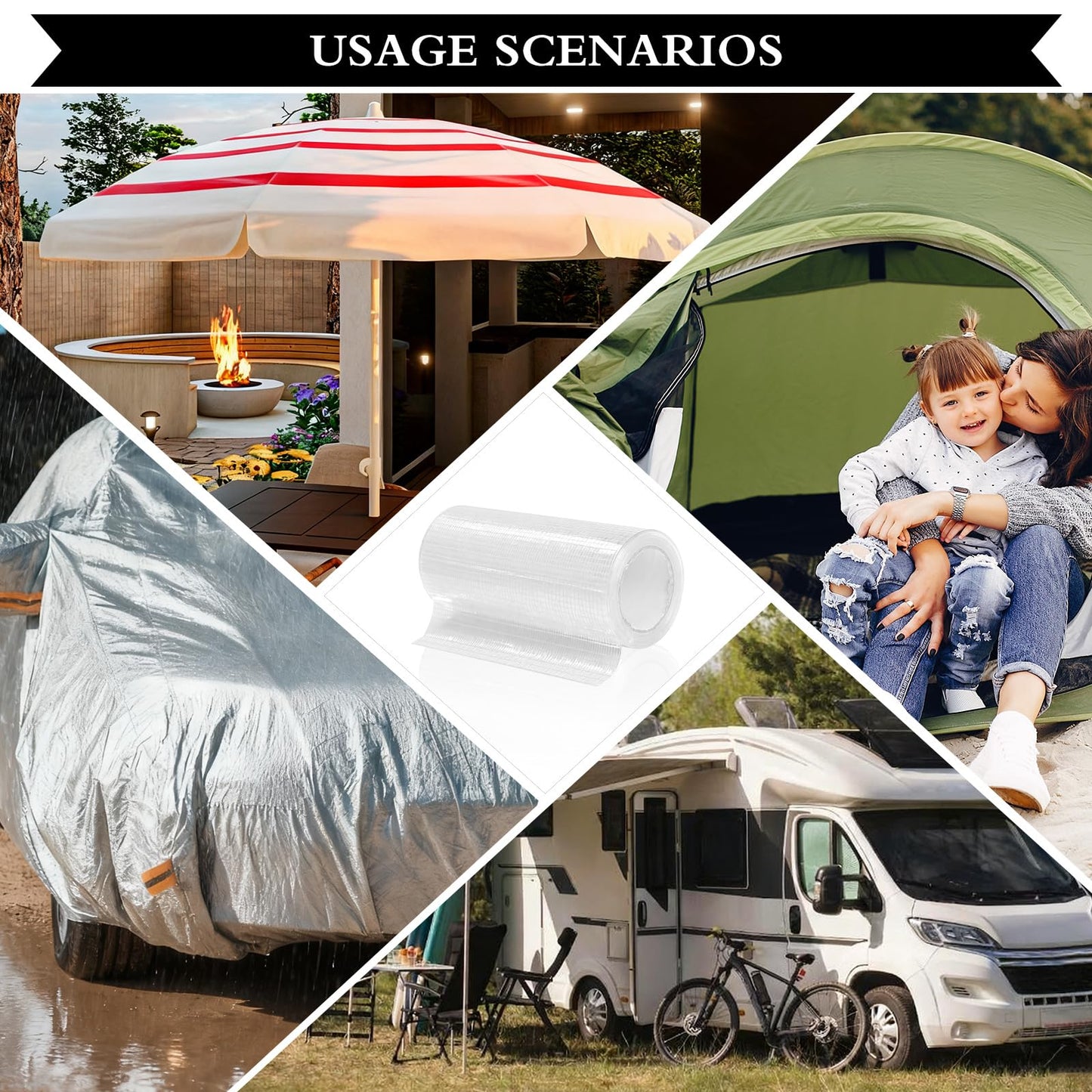 Engorgio RV Awning Repair Tape for Tarp,5 Inch x 30FT of 2 Roll, Boat Covers Repair,Tarp Repair,Tear Repair Patch Kit.
