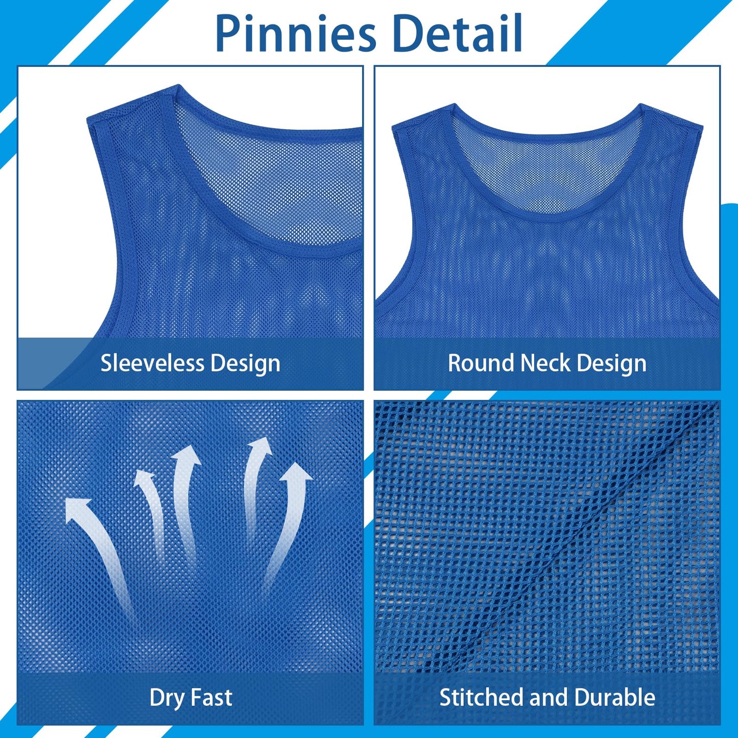 PEASUG 12 Pcs Pinnies, Soccer Pennies for Youth & Adults, Scrimmage Vests