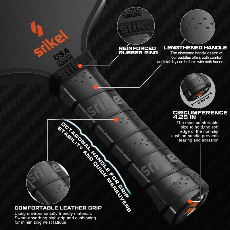 Srikel DuraFoam Pickleball Paddle – T700 Carbon Fiber Professional Pickleball Paddle,100% Foam Core Racket for Consistent Shots,Power & Control,Power X Hybrid Shape,Black