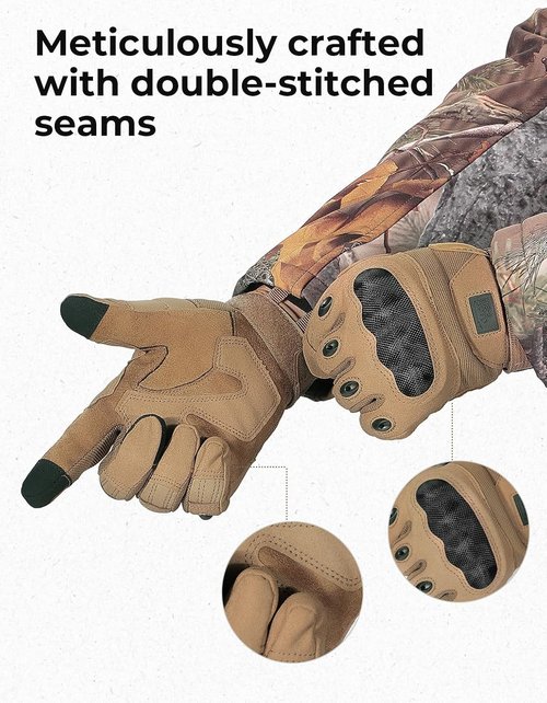 KEMIMOTO Tactical Gloves - Touchscreen Motorcycle Gloves with Hard Shell & Palm Padding | Ideal for Sports & Outdoor Activities