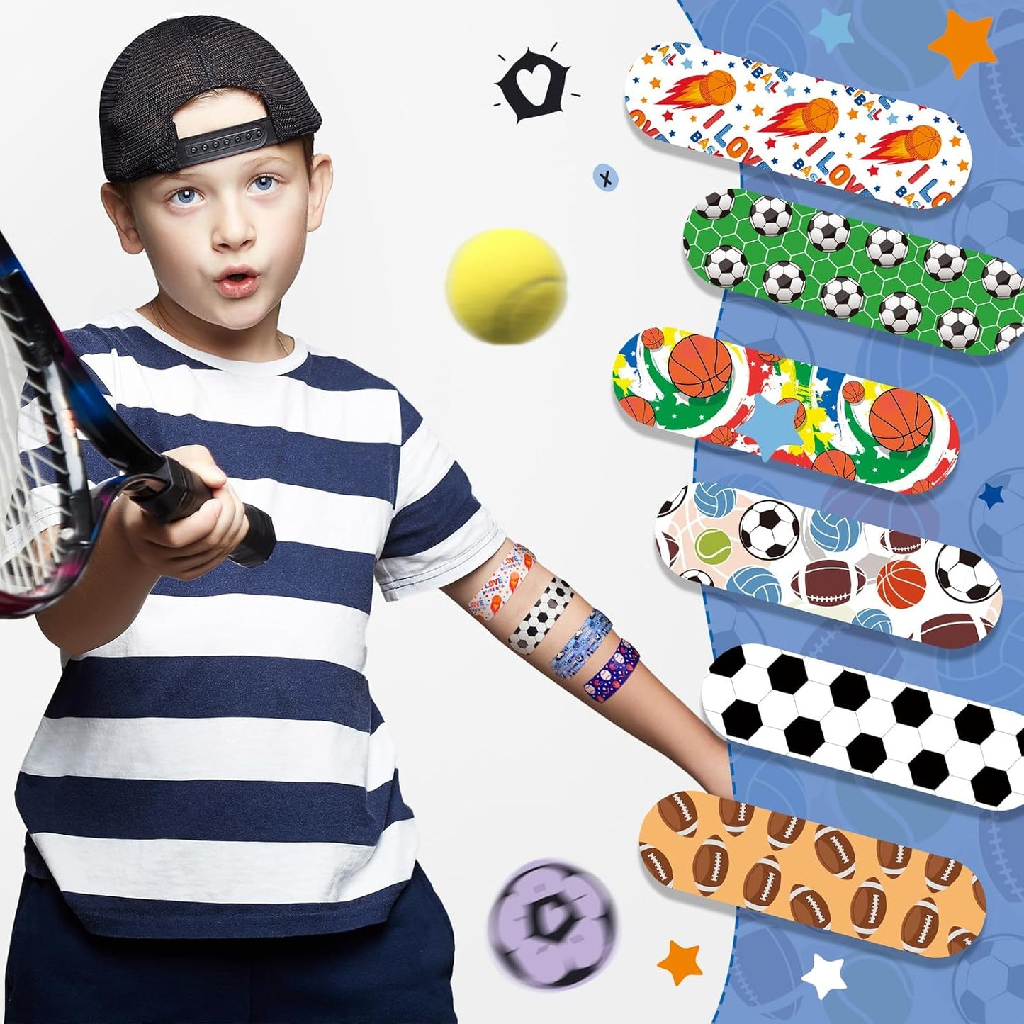 Patelai Kids Bandages - 10 Colorful Styles, Waterproof & Breathable Adhesive Protection for Cuts