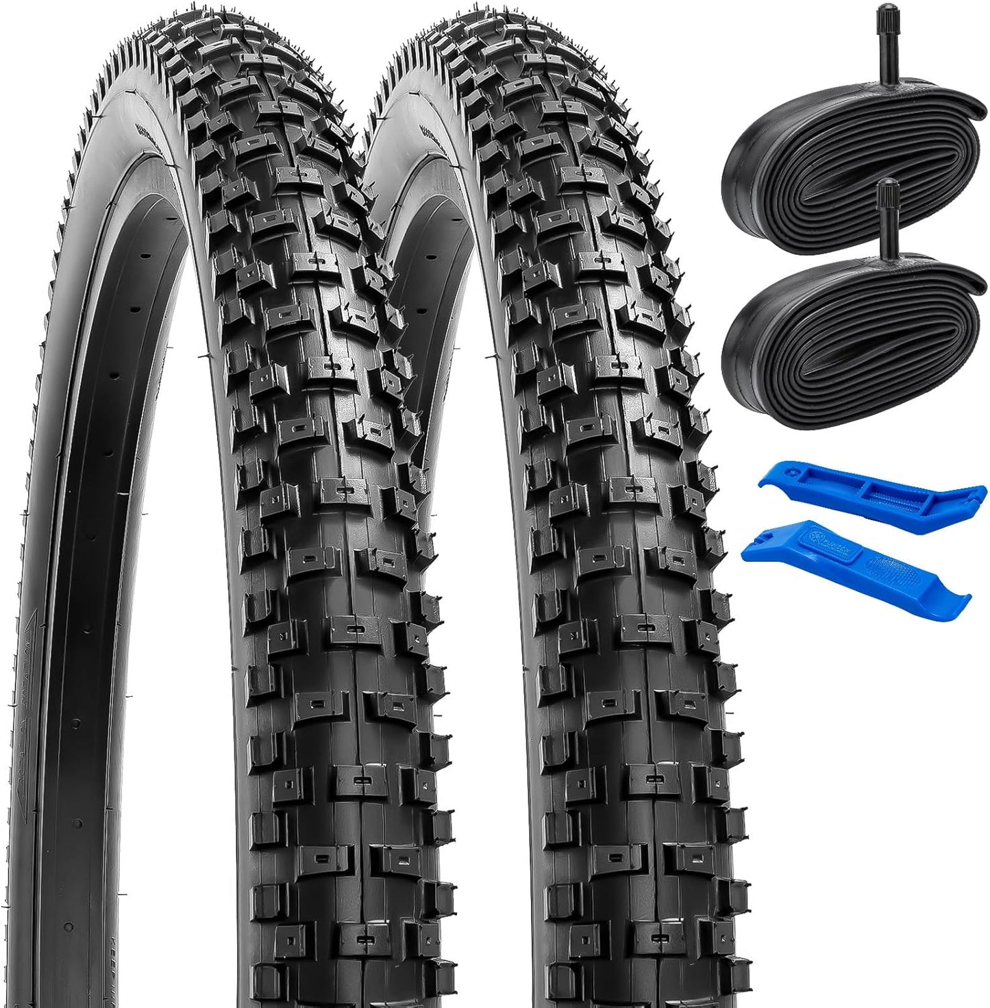 YUNSCM 26" Mountain Bike Tires - Heavy Duty 26x2.30 & 26" Tubes with Schrader Valve | Off-Road Ready