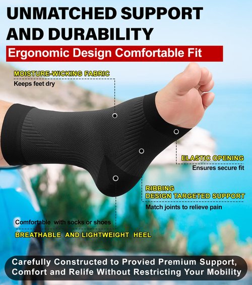 KEKING® Ankle Brace Compression Support Sleeve for Women & Men, Medical Ankle Compression Socks for Plantar Fasciitis, Foot & Ankle Swelling, Achilles Tendon Support, Arch Support, 1 Pair of Black 3XL