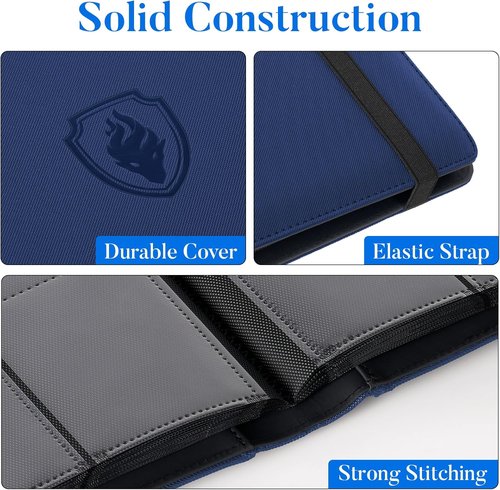 Fabmaker Premium 9 Pocket Card Binder - Sturdy Album for 540 Cards | Sleek Navy Blue Trading Card Holder