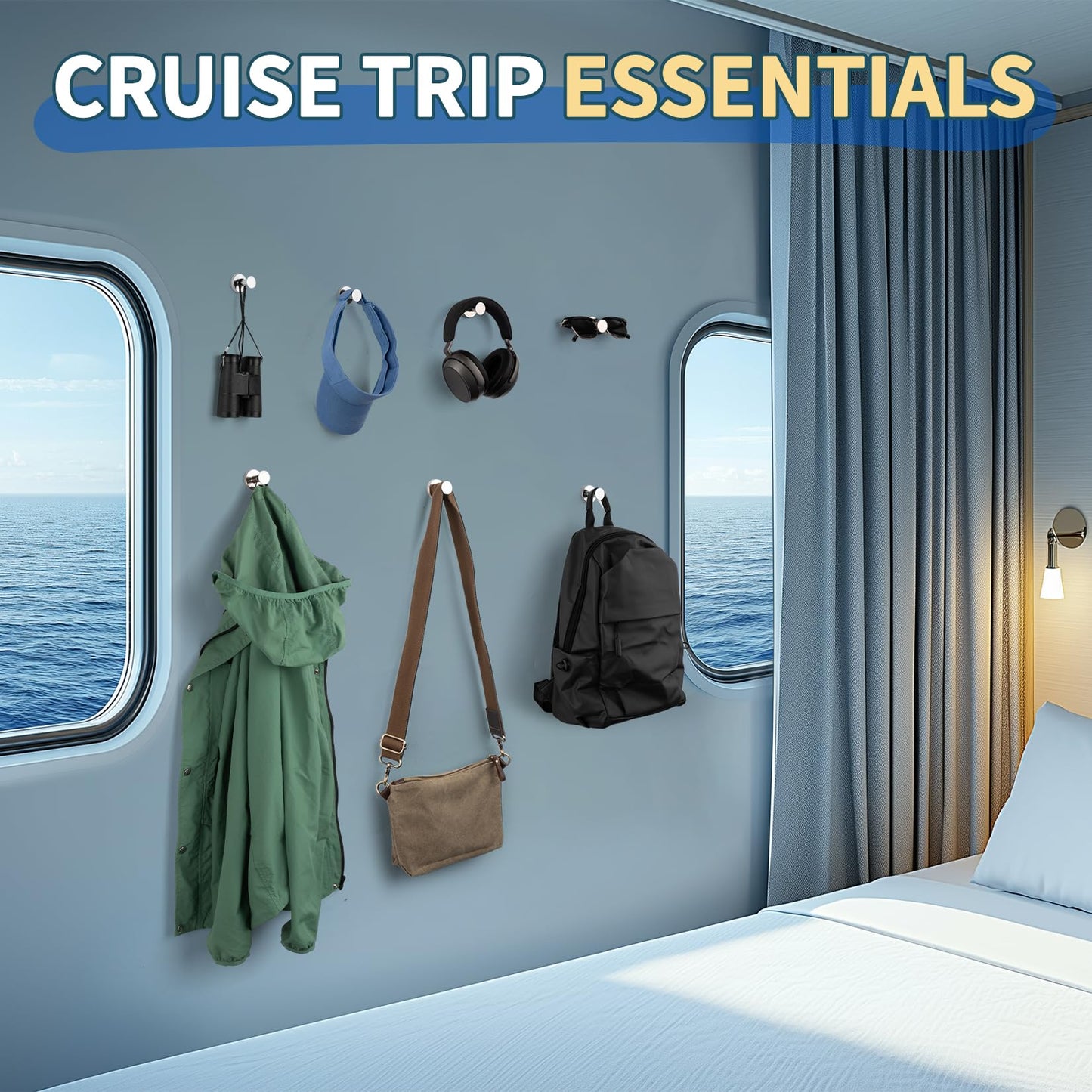 FINDMAG Magnetic Hooks for Cruise Cabins, 150lb Strong Magnetic Hooks Heavy Duty for Hanging, Powerful Cruise Door Magnets, Heavy Duty Magnets with Hooks for Coat, Wreath, Headphone, Silver, 2Pack
