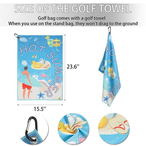 Golf Stand Bag Nylon Lightweight 14 Way Divider 6 Zipperd Pockets Golf Club Bag with Handle Rain Cover Dual Shoulder Straps Golf Towel for Men and Women(RED)