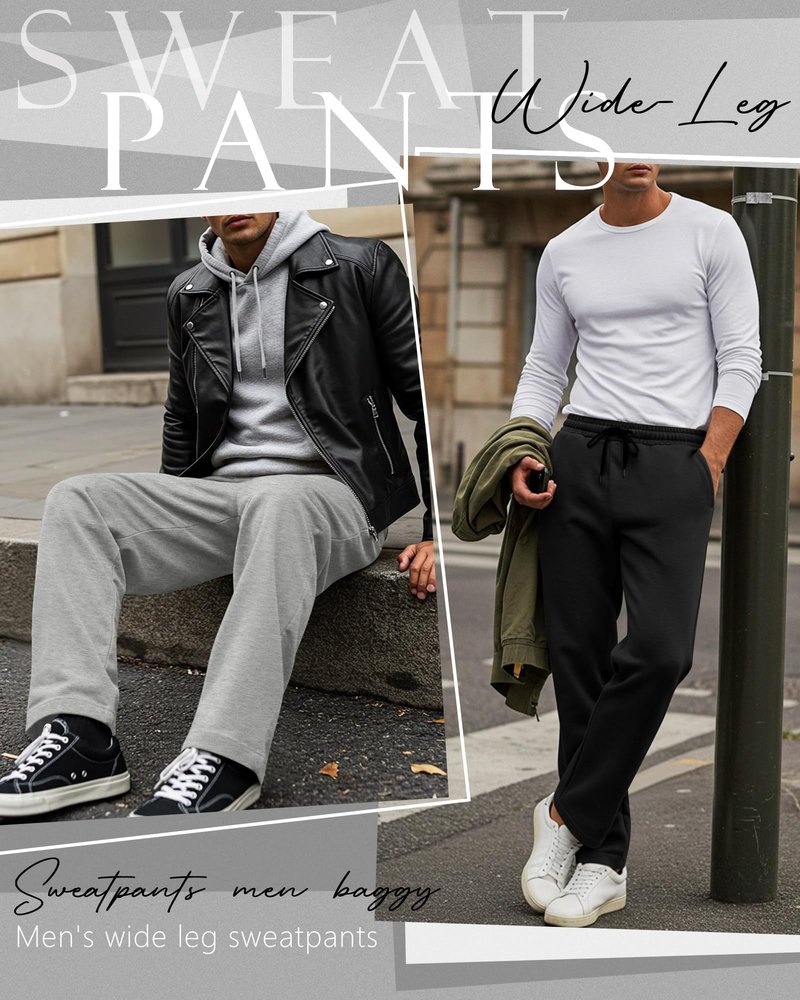 Neer 3 Pack Big and Tall Men's Sweatpants Wide Leg Open Bottom Plus Size Athletic Pants Baggy Workout Joggers with Pockets(Black, Light Gray, Grey,3XL)