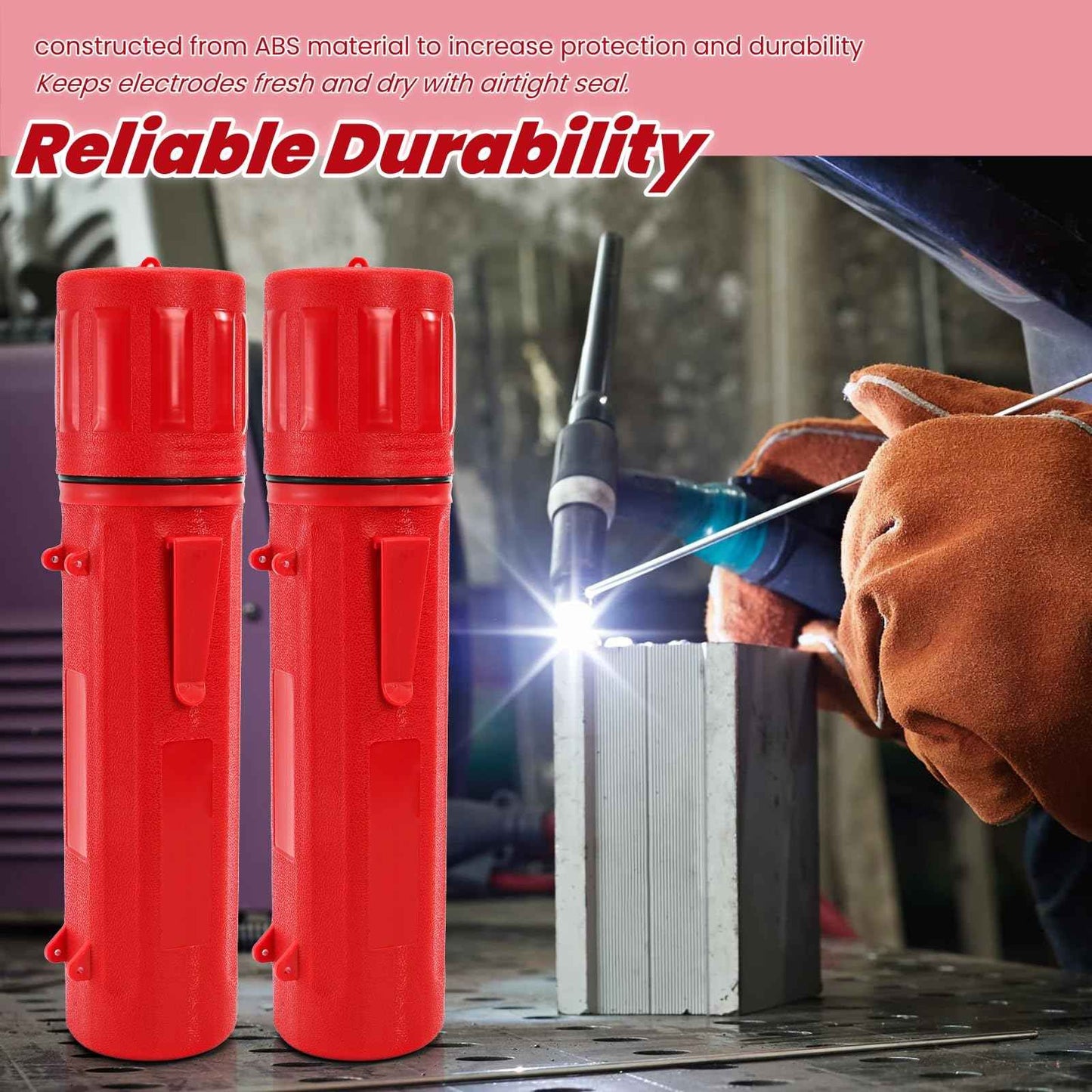 ZOOFOX 2 Pack Welding Rod Holder, 14" Carbon Steel Stick Electrode Storage Tube, Waterproof Welding Rod Canister for Keeping Welding Electrode Fresh and Dry, Welding Equipment