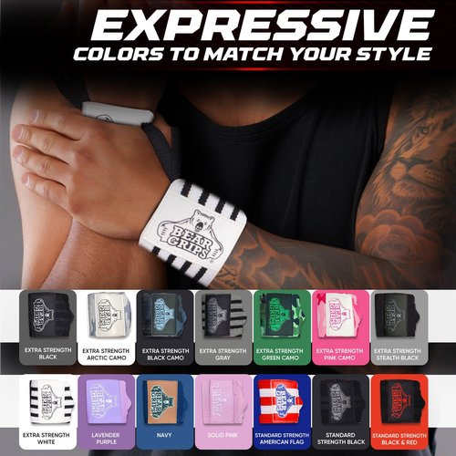 Bear Grips Wrist Wraps for Weightlifting | Weight Lifting Wrist Straps for Weightlifting | Extra Strength Gym Wrist Wraps | Two Wrist Wrap Per Pack | 12” & 18” | Lifting for Men & Women