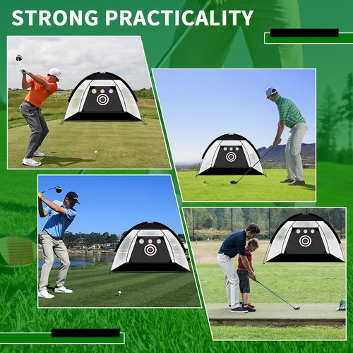 Horyliin Golf Practice Net, 10x7ft Green Golf Hitting Training Aids Nets with Target and Carry Bag, Golf Net for Father Day‘s Gift Backyard Driving Chipping Training Indoor Outdoor Use