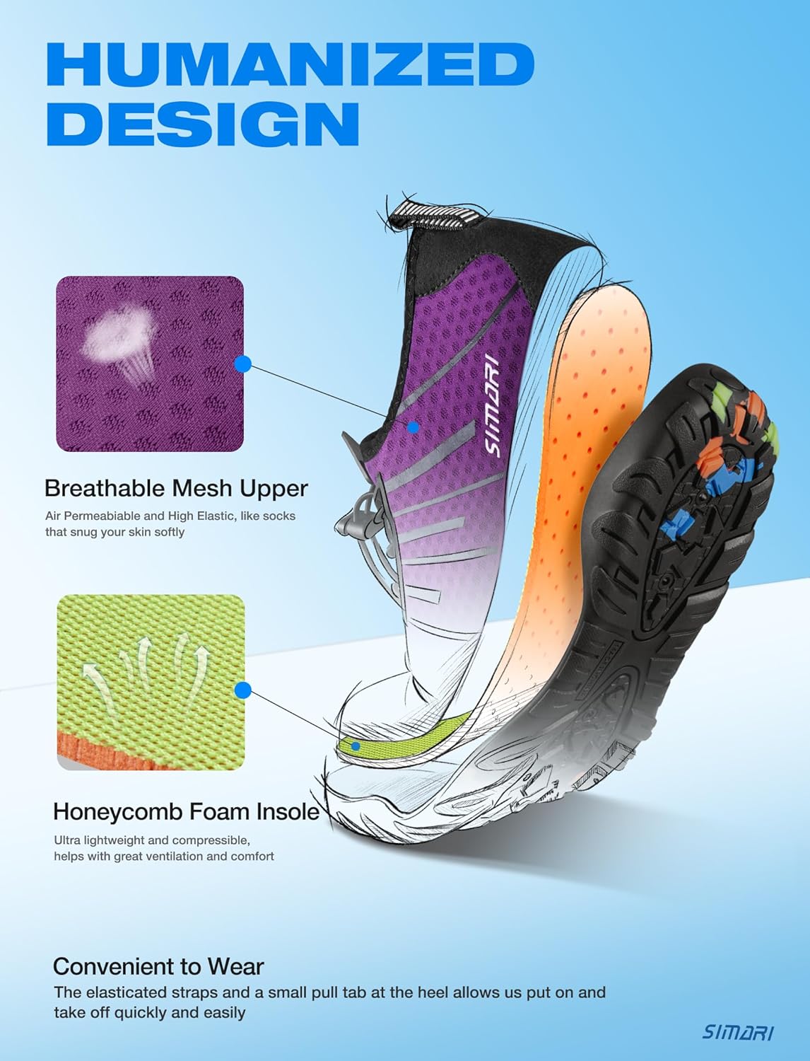 SIMARI Water Shoes - Quick-Dry Barefoot Aqua Socks for Men & Women | Lightweight Non-Slip Swim Shoes for Beach Sports, Kayaking, Diving