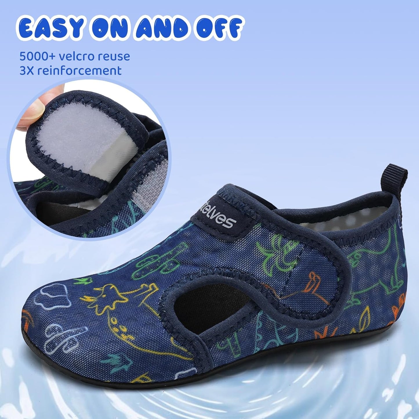 WateLves Kids Water Shoes - Non-Slip Quick Dry Aqua Socks for Beach & Swim | Toddler Size