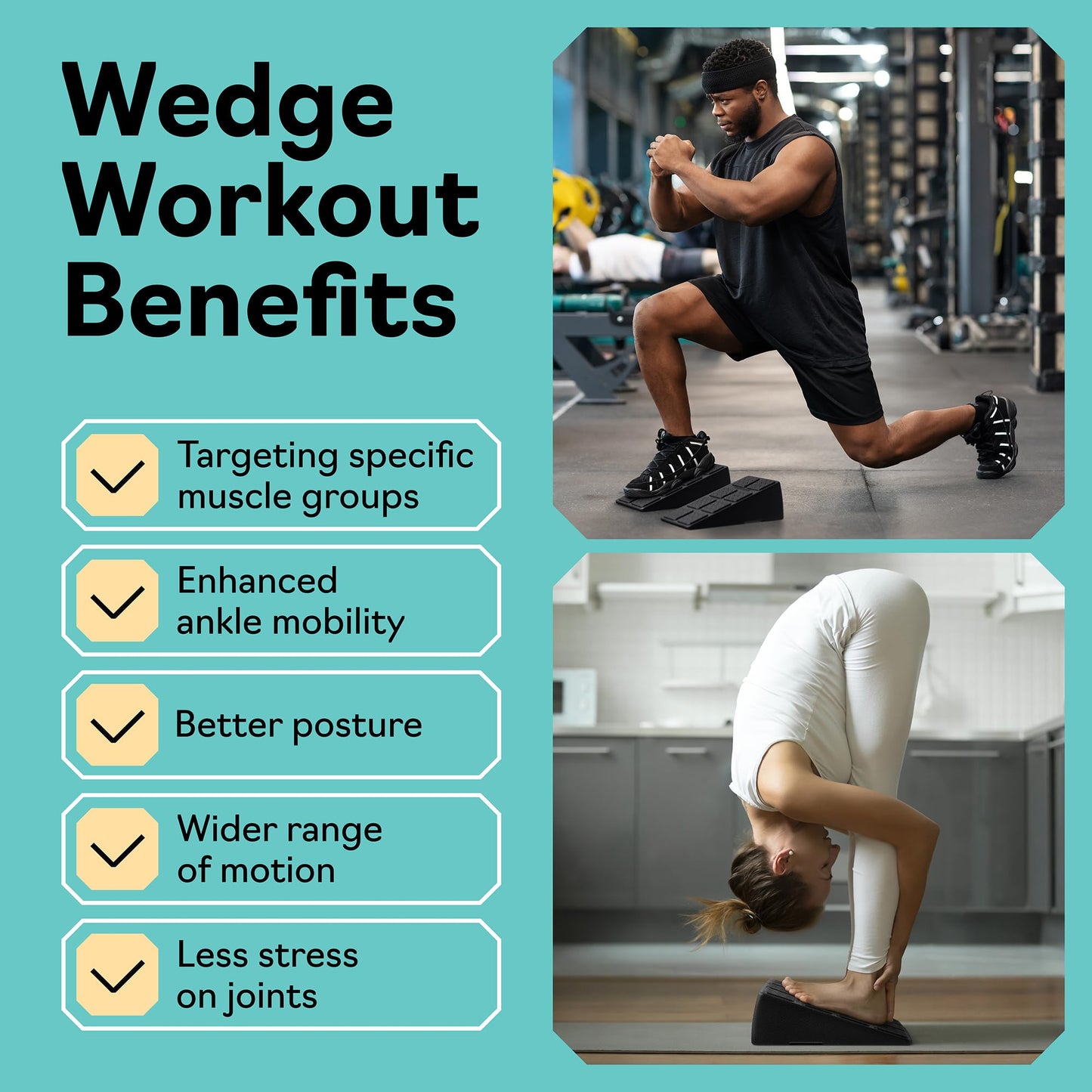 Squat Wedge Block Set of 3 - 960 LBS Capacity - Slant Board for Calf Stretching with 5 Stackable Angles - Calf Stretcher Slant Board - Workout Equipment - EPP Material for Exercise Equipment & Physical Therapy