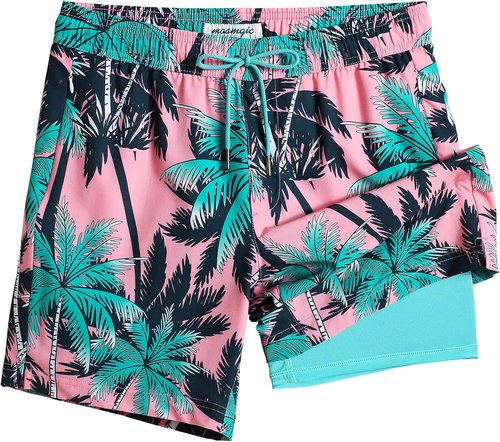 Maamgic Men's 2-in-1 Swim Trunks - 7 Inch Board Shorts for Ultimate Comfort & Style