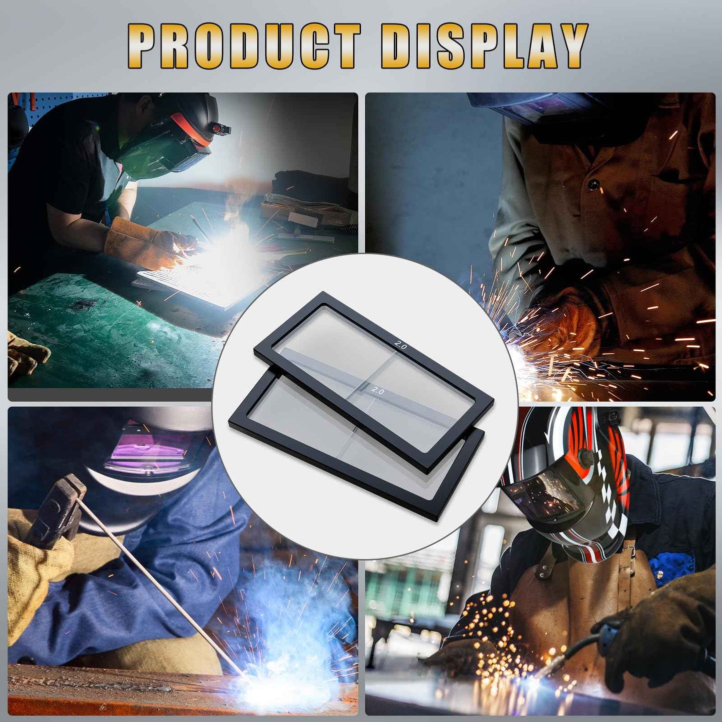 TRQWH Welding Helmet Glass Magnifying Lens 1.0/1.5/2.0/2.5/3.0 Diopter Eye-Protecting Welder Accessories Magnifier Cheater Lens (G-2.0 Diopter)