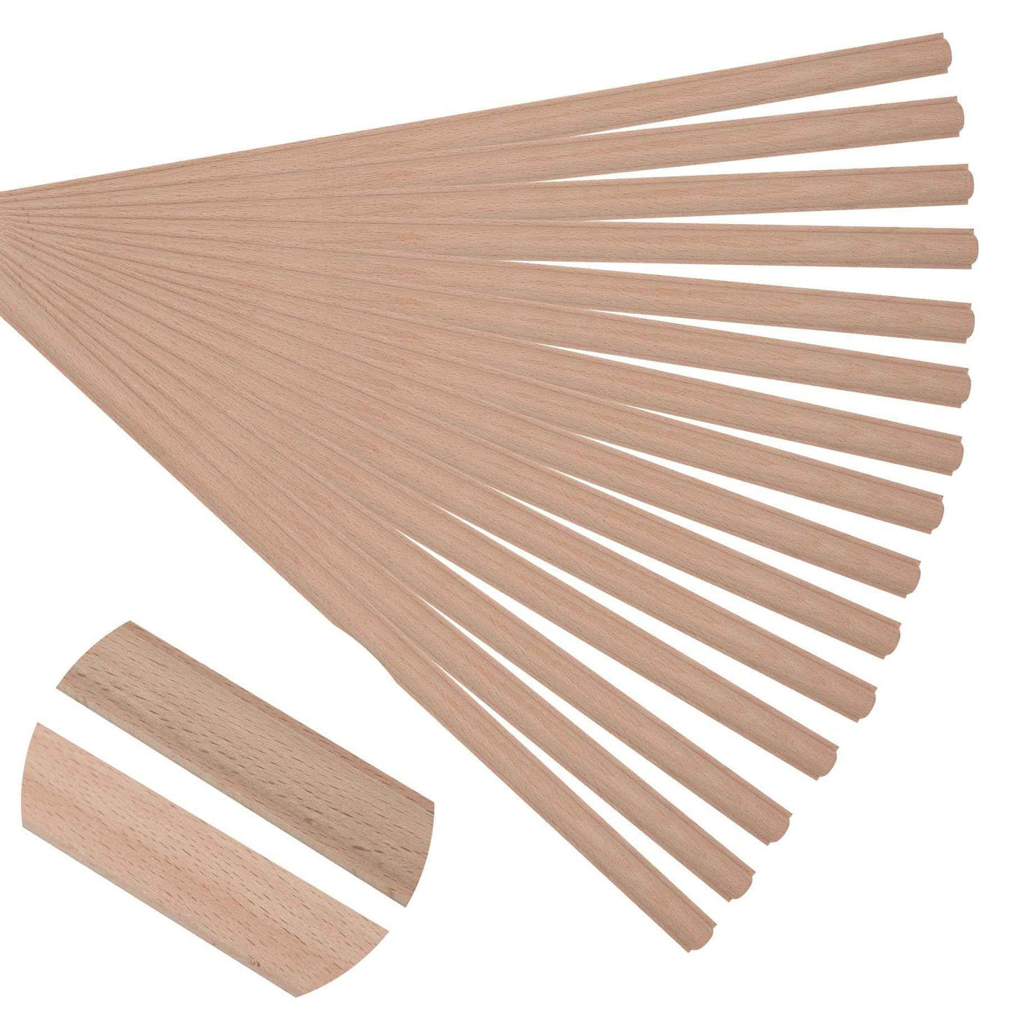 Soengsau 15-Pack 15.75" Unfinished Wood Astragal Trim - Easy to Paint, Cute Decorative Molding DIY Craft for Furniture Frame, Mirror Edge, Wall, Door, Closet, Dresser, Shelf