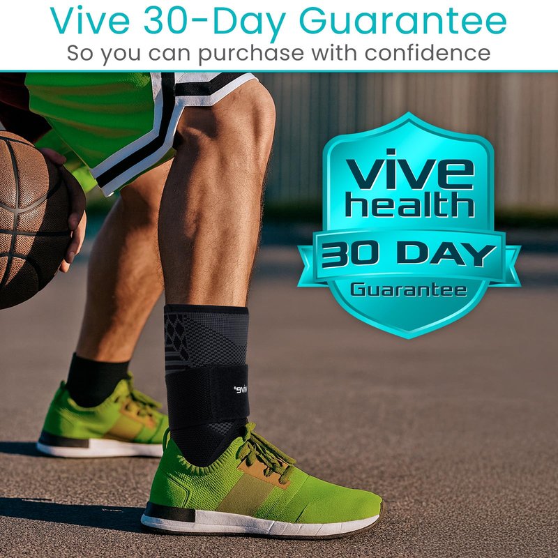 Vive Ankle Compression Sleeves with Straps - Brace for Women and Men - Support Wrap for Achilles Tendonitis, Sprains, Plantar Fasciitis, Pain Relief - 2 Pack (Large)
