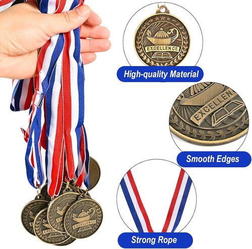 GOLDGE 36 Pcs Bronze Winner Medals - 2'' Awards with Neck Ribbons for Academic Competitions & Graduations