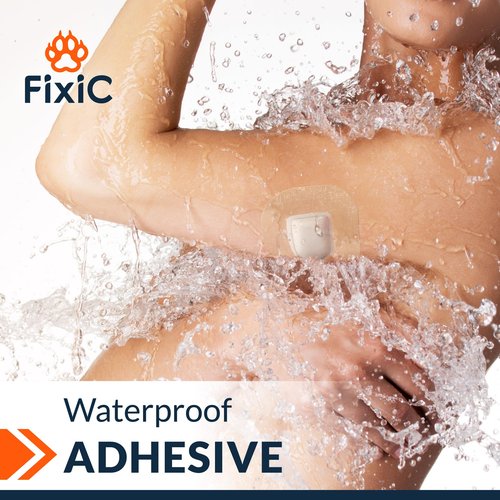 Fixic - 25 Pack - Adhesive Patches - Perfect for Omnipod - The Best Waterproof Adhesive Covers for Omnipod Sensors - Pre-Cut Back Paper - Long Fixation for Your Sensor! (Tan)