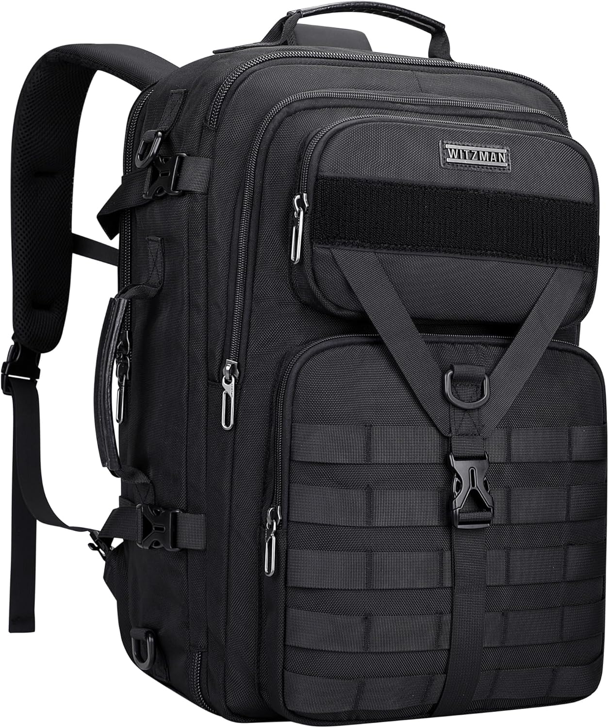 WITZMAN 45L Convertible Travel Backpack - Large 3-in-1 Design for 17-Inch Laptops | Airline Approved (B688 Black)