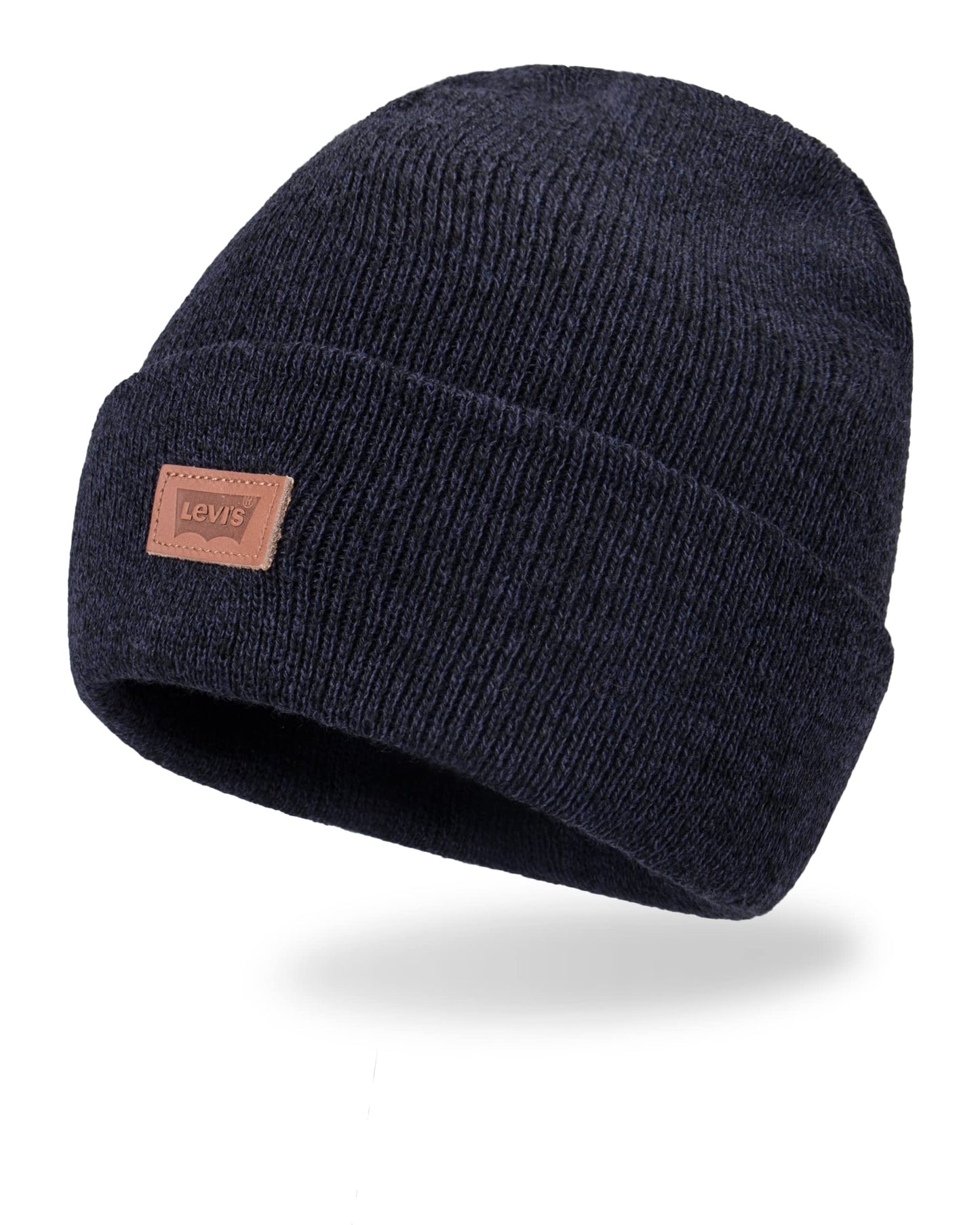 Levi's Classic Knit Cuffed All Season Beanie Hat, Marl Navy, One Size
