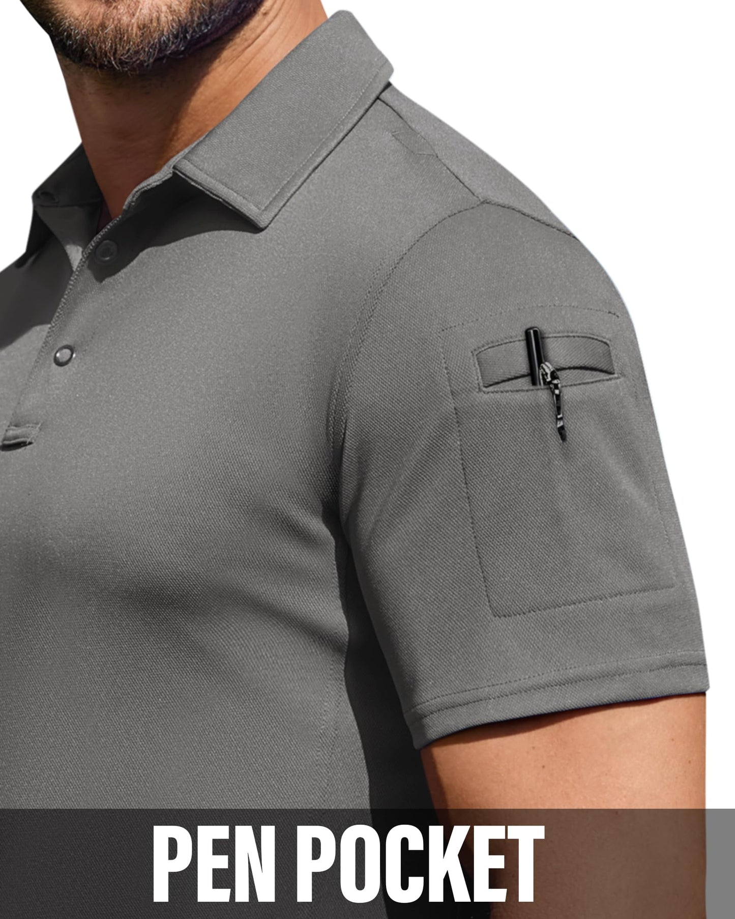 Mens Polo Shirts Tactical Dry Fit Golf Shirt Stretch Casual Tops Tennis