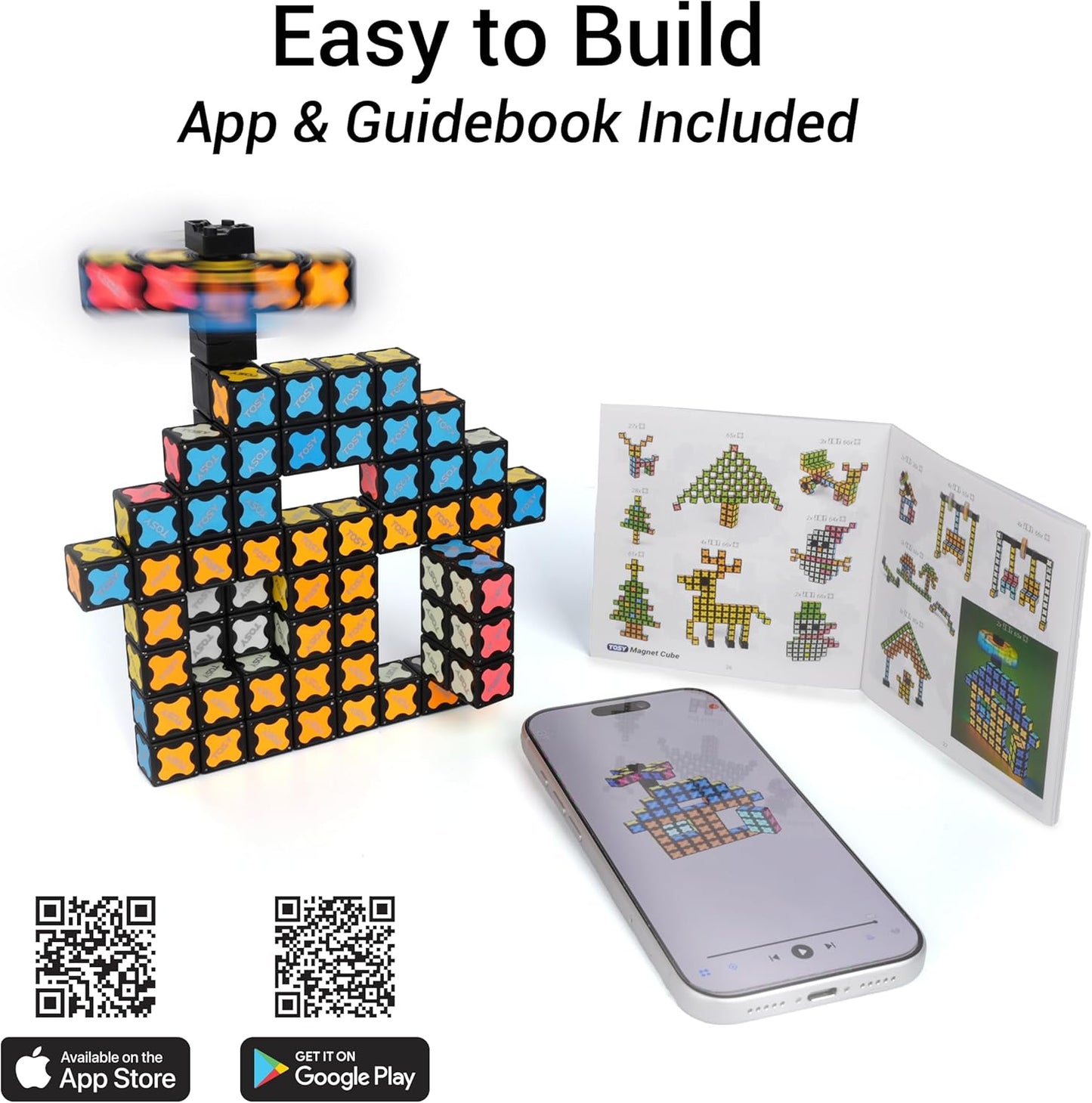 TOSY Magnet Cube 3x3 - 30 Blocks with 240 Magnets | Creative Building & Fidget Toy for Kids