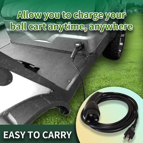 BTUYDTUY EV Golf Cart Charger Power Cord （Factory Replacement） 120V Replaces OEM # 2.04.0620.& 1 Canvas Storage Bag